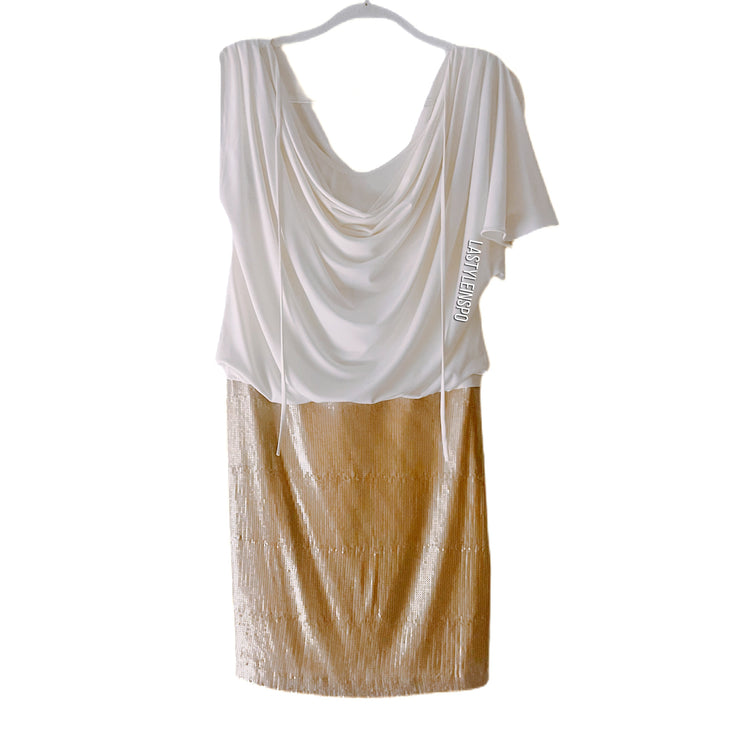 Laundry by Shelli Segal White and Gold mini dress Size 4