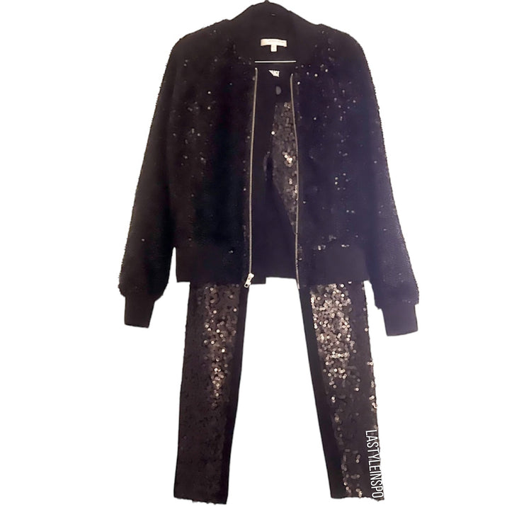 Paige Pants Sparkly Outfit Two Piece Set Black Size XS