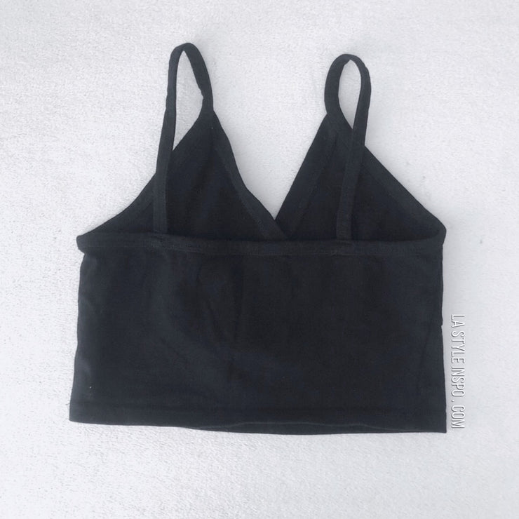 Brandy Melville Crop Top V Neck As Seen On Black One Size