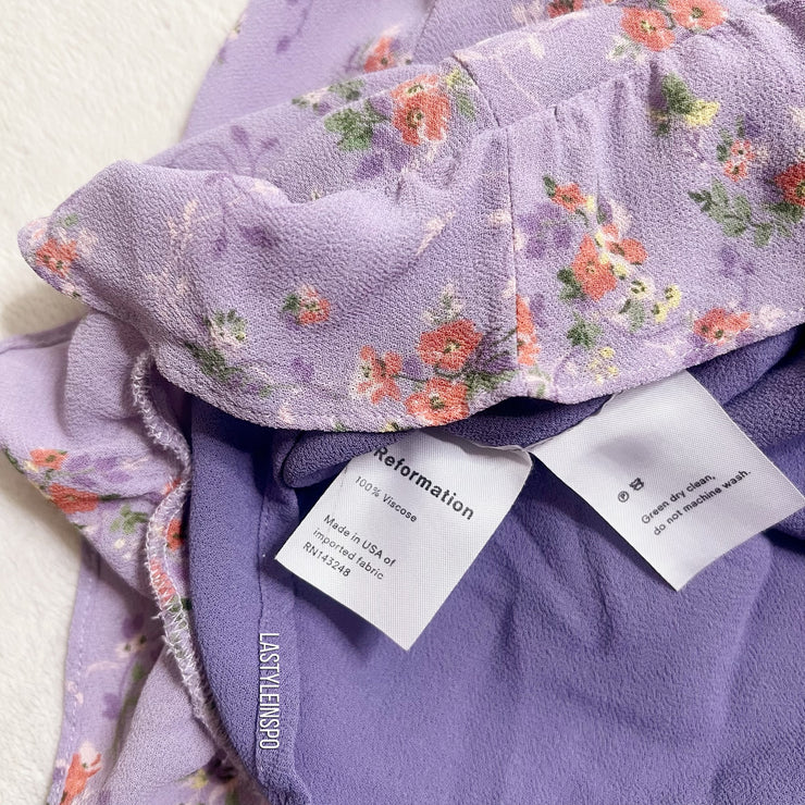 Reformation Frannie Dress Corset Floral Lilac Size 2