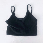 Brandy Melville Crop Top V Neck As Seen On Black One Size