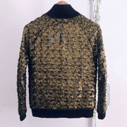 L’AGENCE Gold Shiny Bomber Jacket Black Size 0