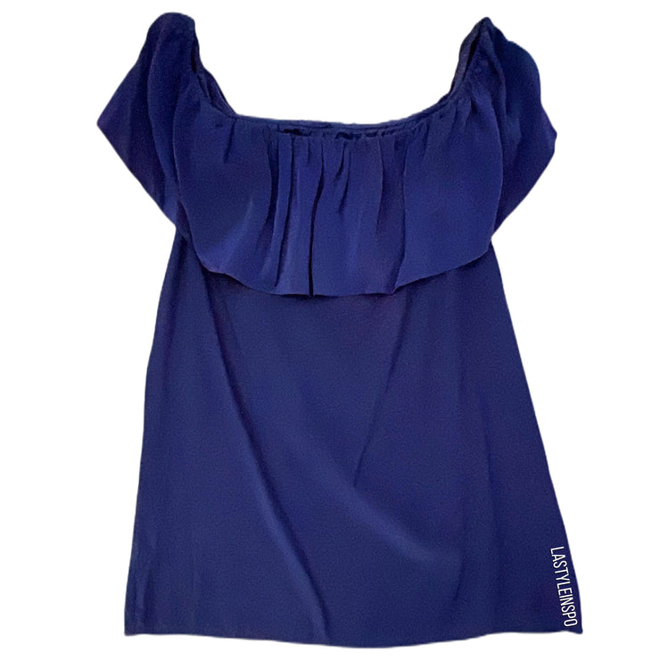 Amanda Uprichard Silk Ruffled Dress Royal Blue M