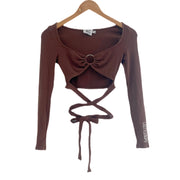 Princess Polly Long Sleeved Crop Straps Brown Size 4